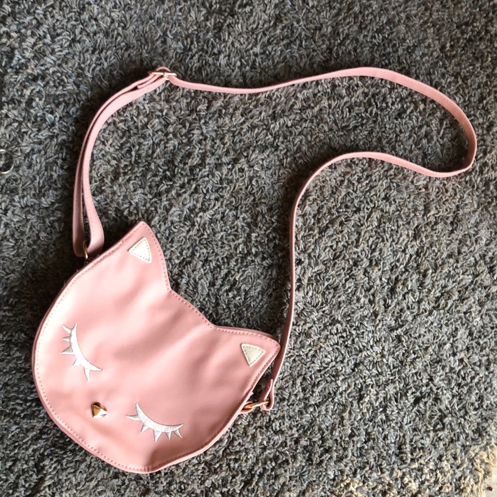 Pink cat cross body bag